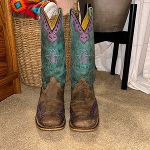 TIN HAUL Wild Rose square toe boots